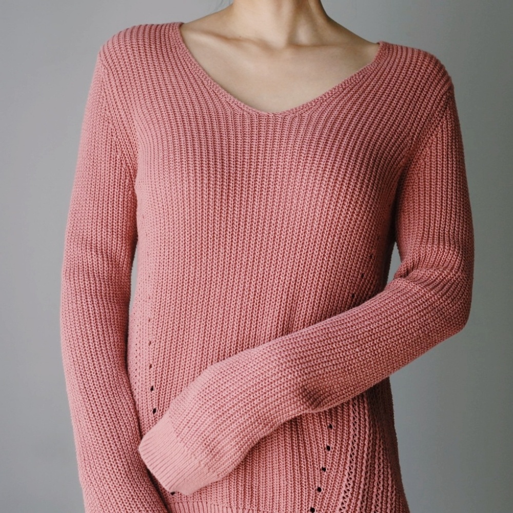 100% Cotton Dusty Pink Knit Sweater